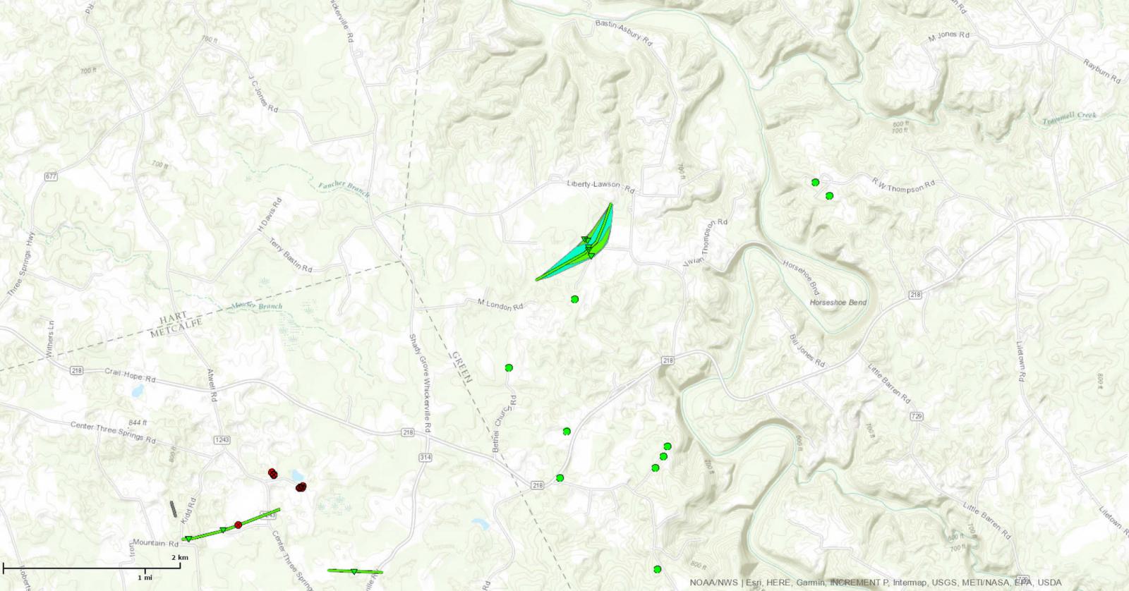 Green County Tornado Track Map