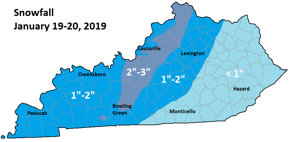 Kentucky snowfall January 19-20, 2019