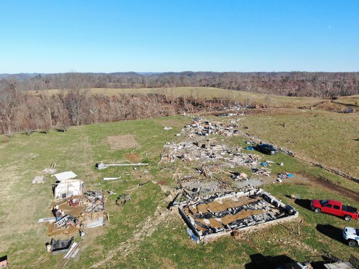 EF-3 tornado damage in Taylor County, KY December 11, 2021