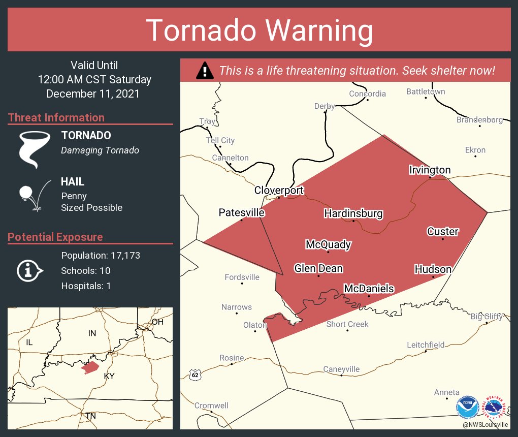 Tornado Warning for Hancock, Grayson, and Breckinridge counties