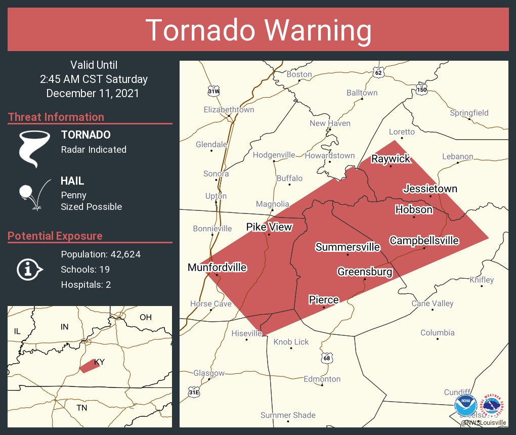 Tornado Warning for Barren, Metcalfe, Hart, Green, LaRue, Taylor, and Marion counties