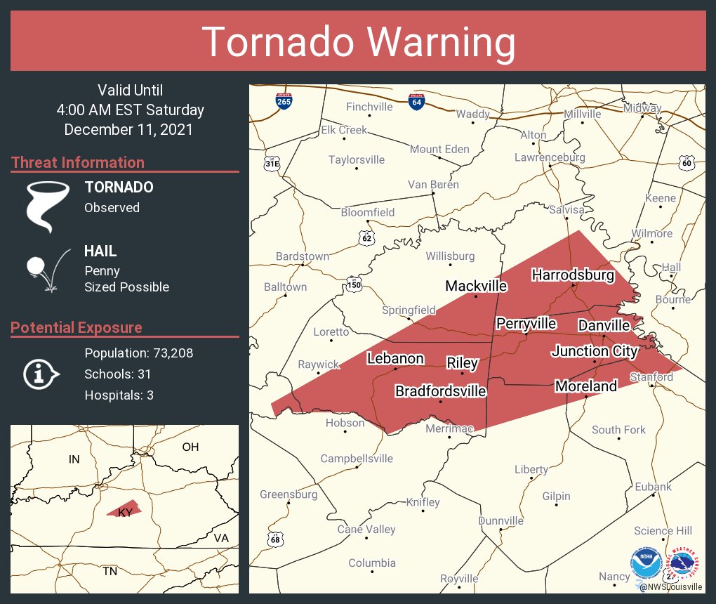 Tornado Warning for LaRue, Marion, Washington, Casey, Boyle, Lincoln, and Mercer counties