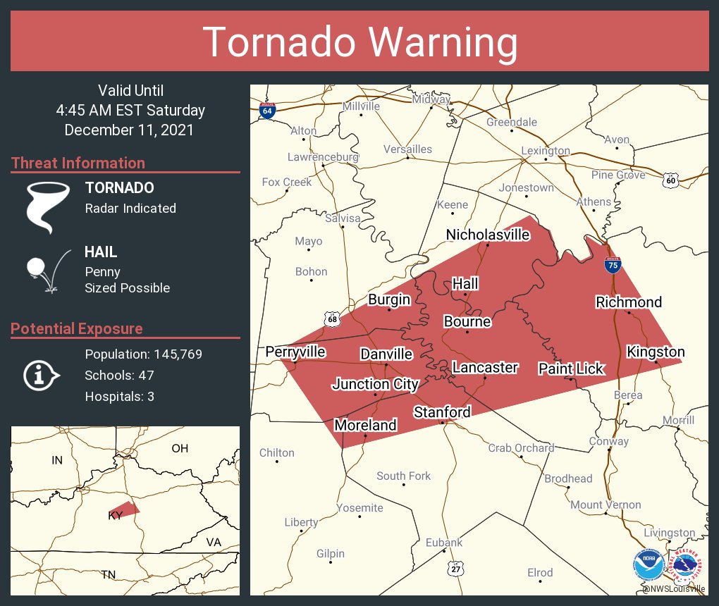 Tornado Warning for Boyle, Casey, Lincoln, Mercer, Garrard, Jessamine, and Madison counties