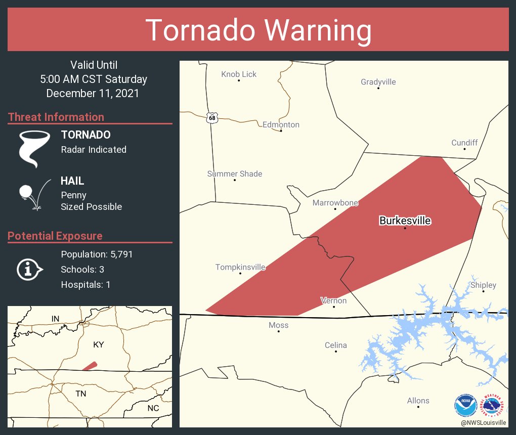 Tornado Warning for Monroe and Cumberland counties