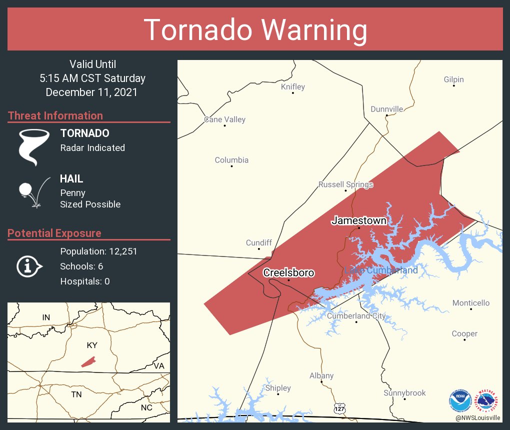 Tornado Warning for Cumberland, Clinton, Russell, and Casey counties