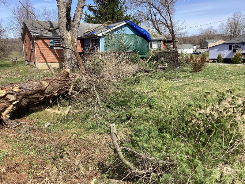 Tornado damage in West Point, Kentucky