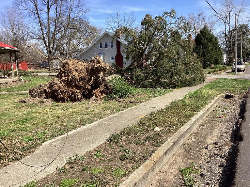 Tornado damage in West Point, Kentucky