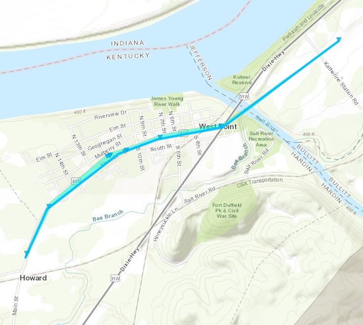 Track Map of West Point tornado