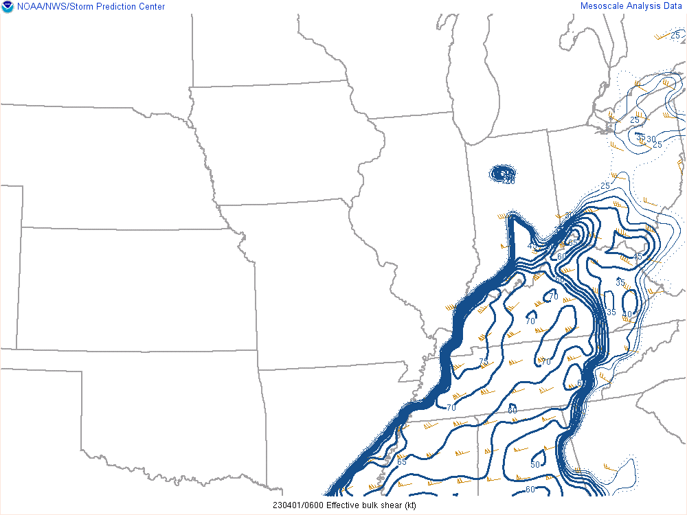 Effective Bulk Shear at 2 am EDT