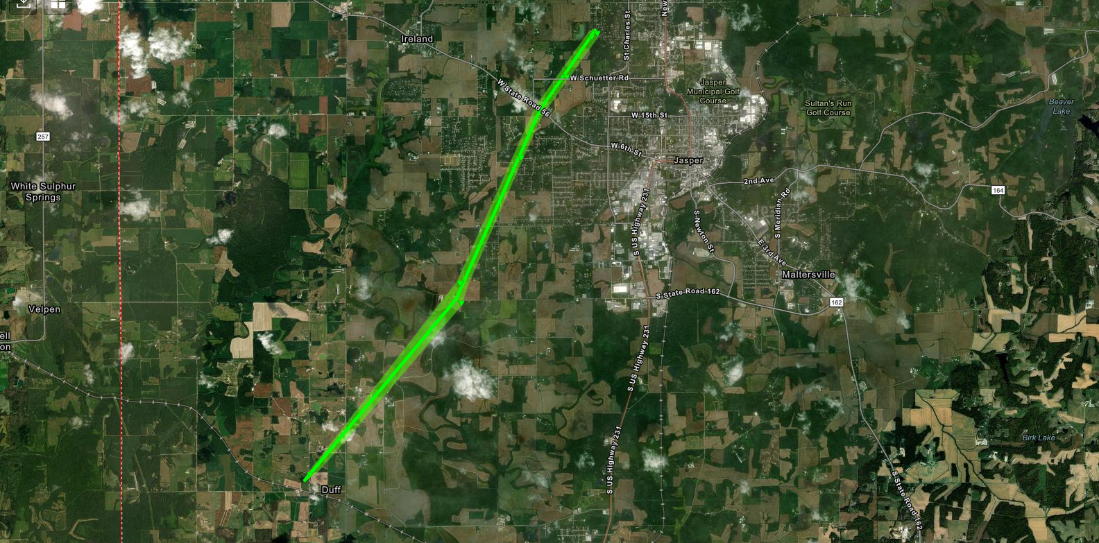 Track Map for Dubois County, Indiana tornado March 3, 2023