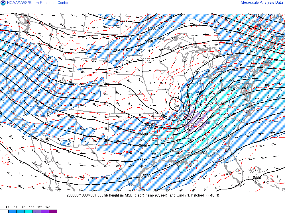 500mb chart at 1pm EST