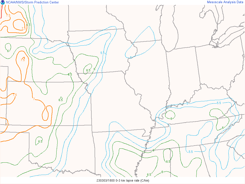 Low level lapse rate at 1pm EST
