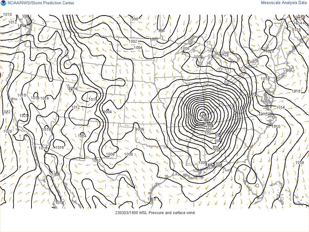 CONUS MSLP 1pm EST