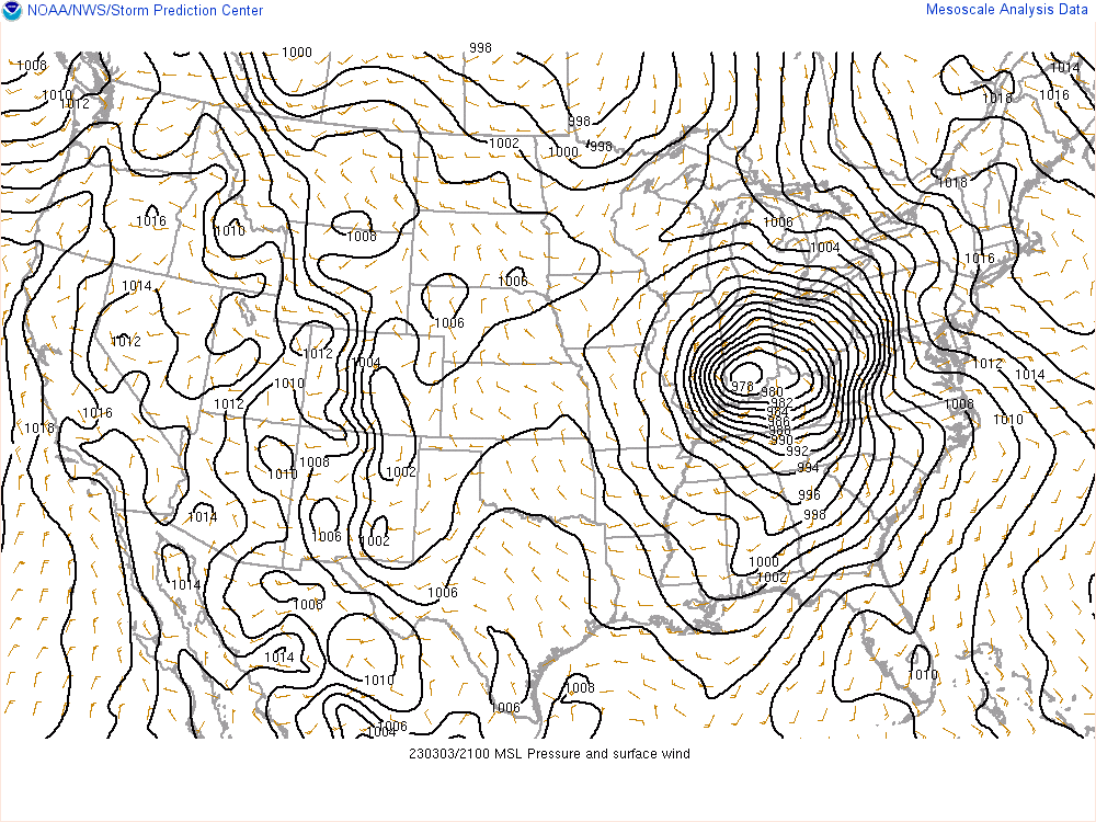 CONUS MSLP 4pm EST