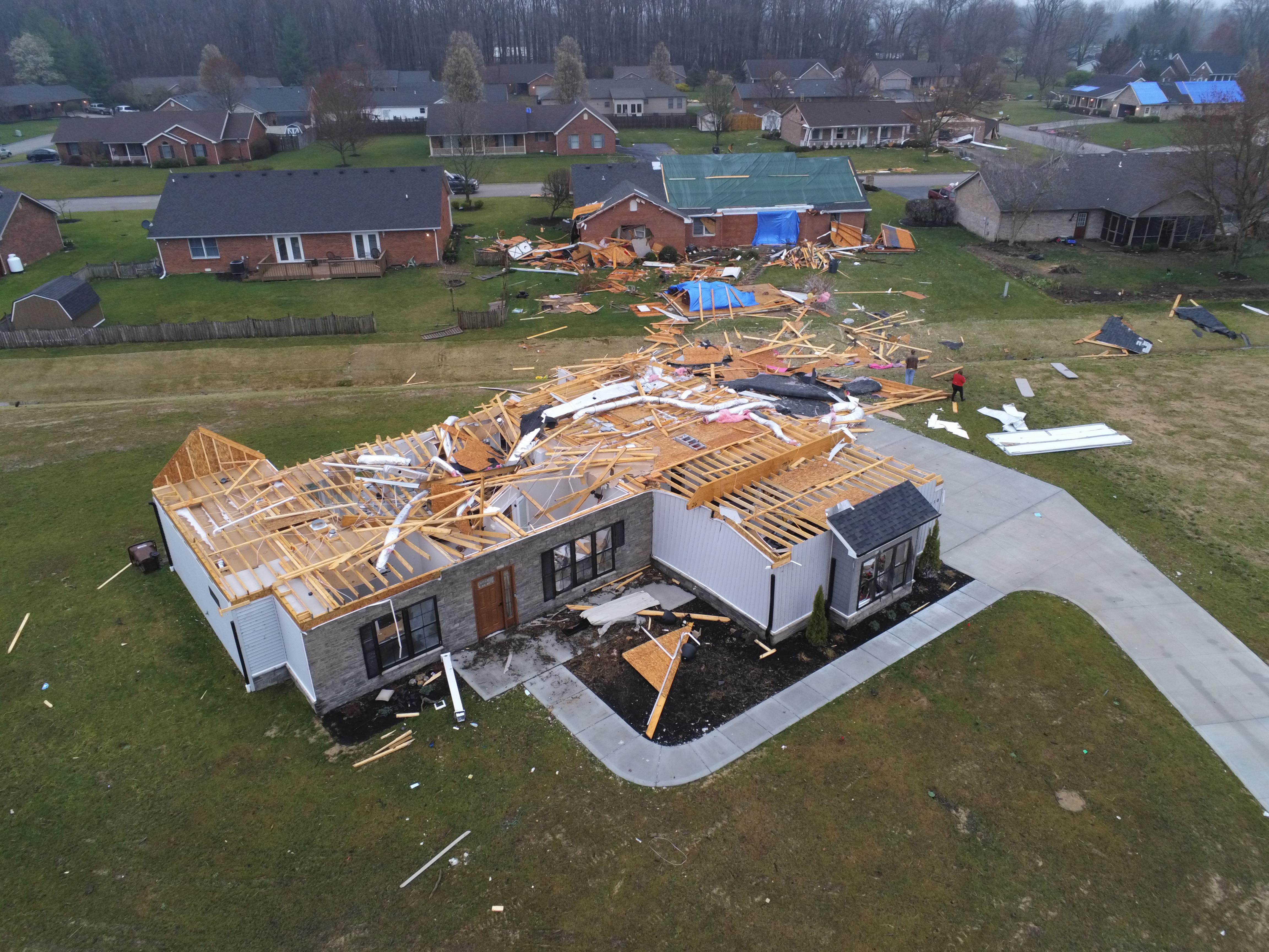Tornado damage in Hanover, Indiana March 14, 2024