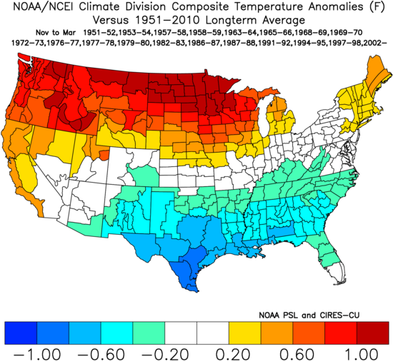 El Nino temperature anomalies