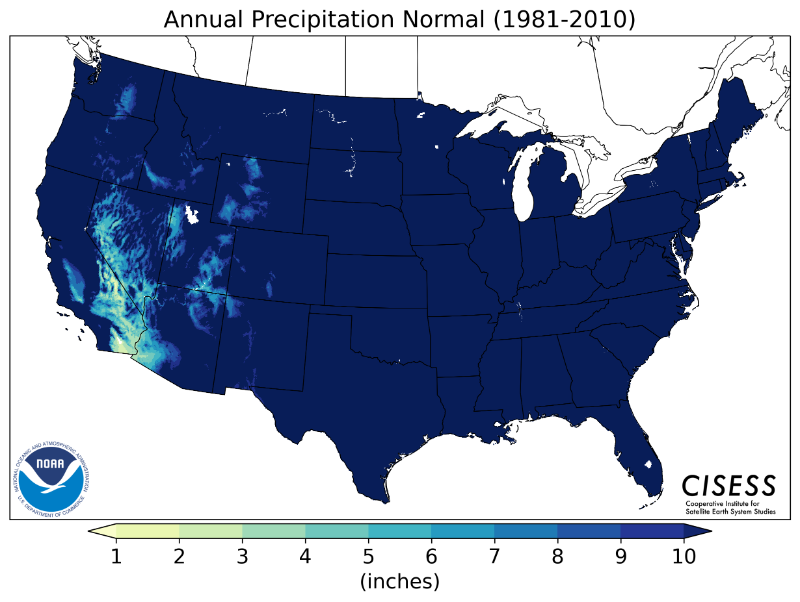 1981-2010 normal annual precipitation
