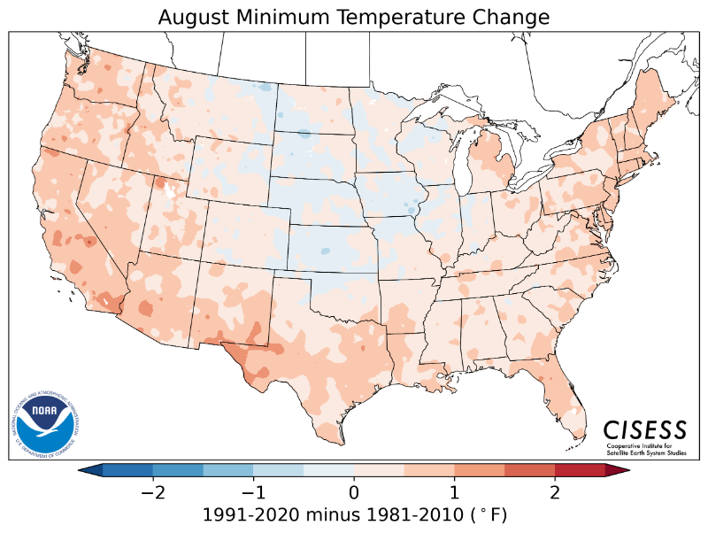 1981-2010 normal August minimum temperature