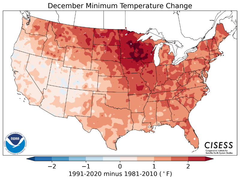 1981-2010 normal December minimum temperature difference
