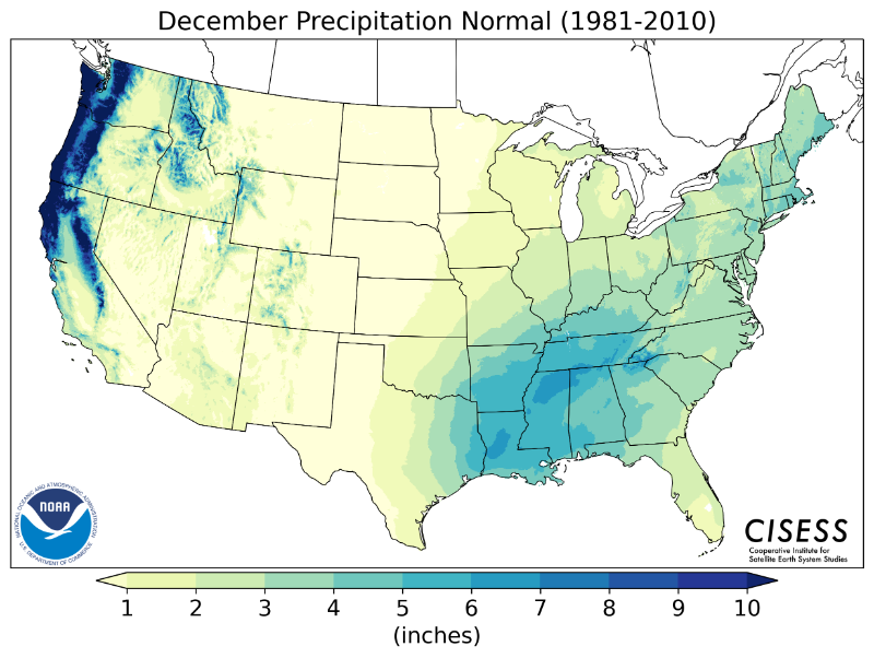 1981-2010 normal December precipitation