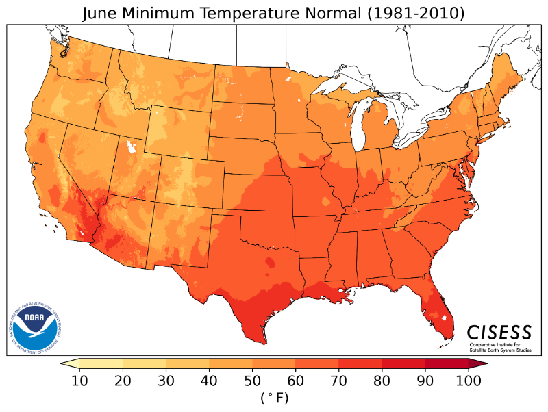 1981-2010 normal minimum temperature June