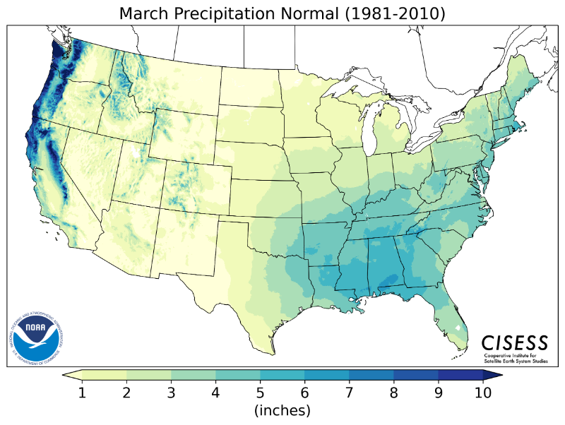 1981-2010 normal March precipitation