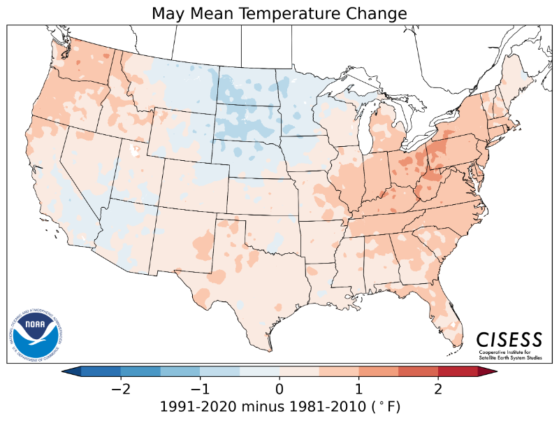 1981-2010 normal May average temperature difference