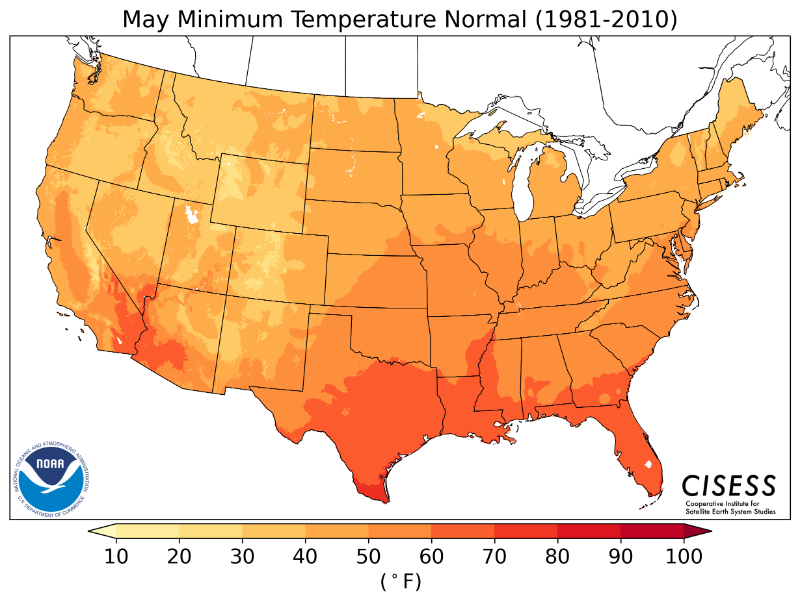 1981-2010 normal minimum temperature May