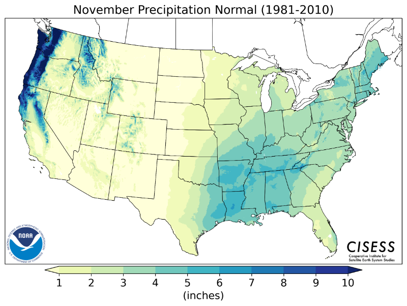 1981-2010 normal November precipitation