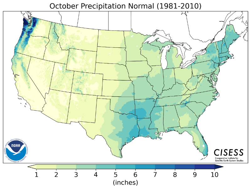 1981-2010 normal October precipitation