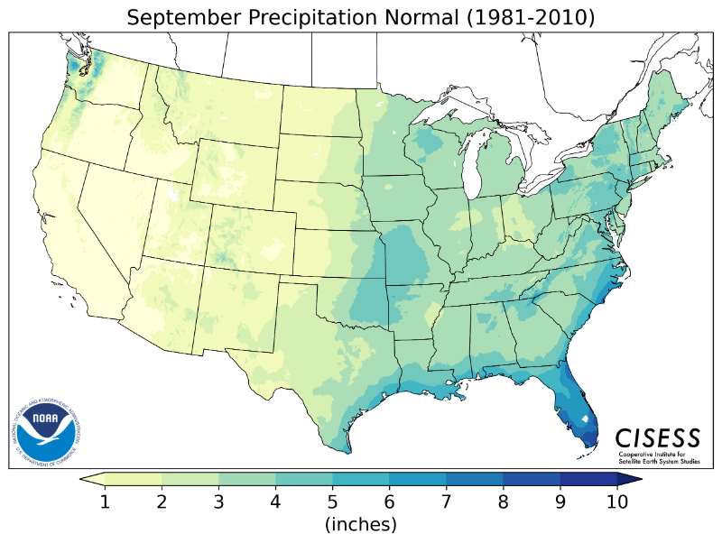 1981-2010 normal September precipitation