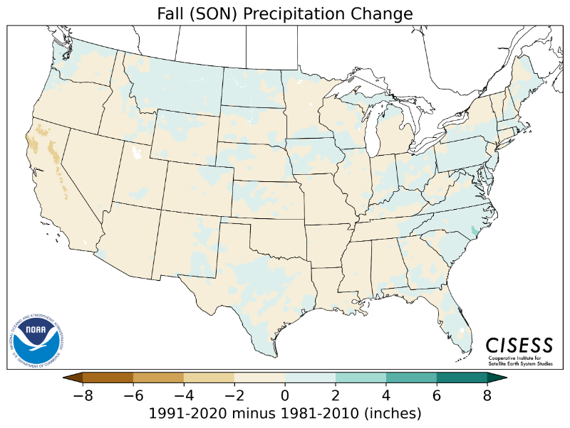 1981-2010 normal autumn precipitation value diffrenc