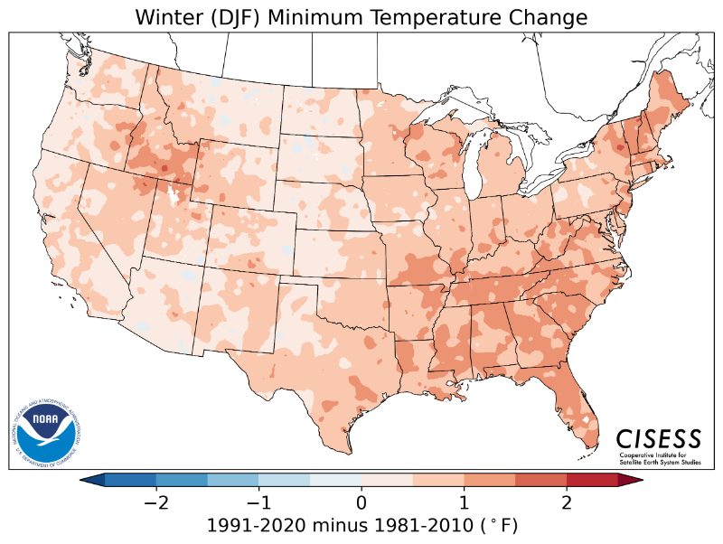 1981-2010 normal winter minimum temperature difference