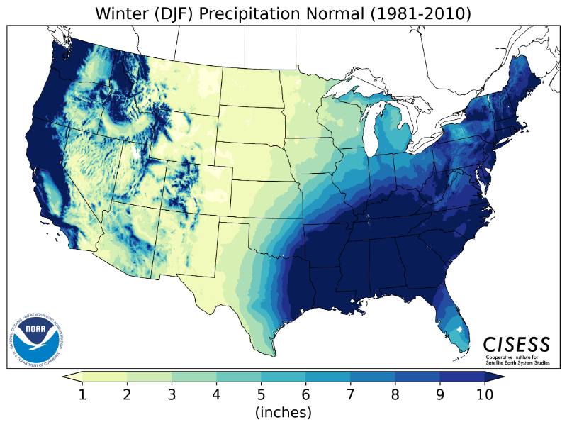 1981-2010 normal winter precipitation