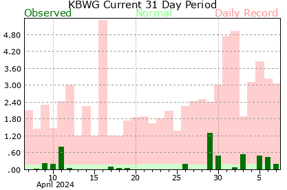 Past 31 days of precipitation at Bowling Green