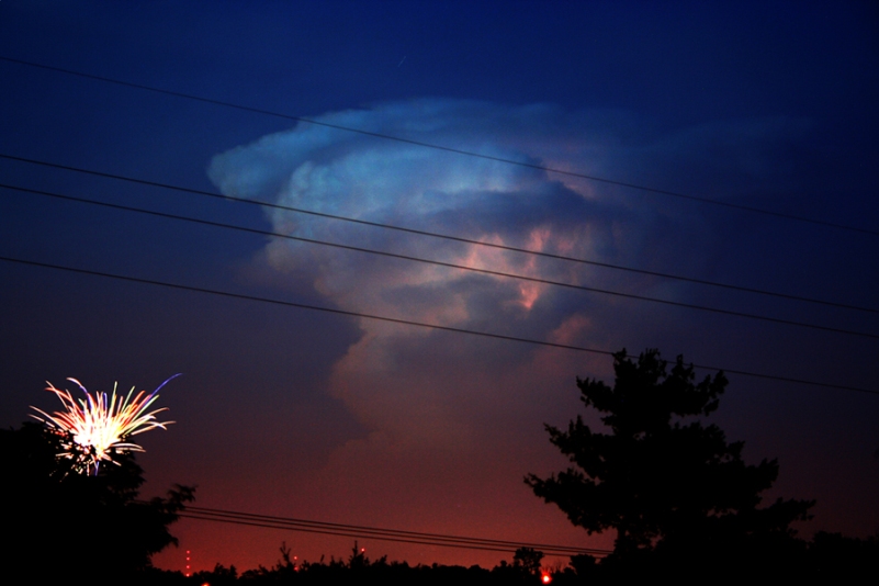 Natural and man-made fireworks north of Lexington on May 30, 2010