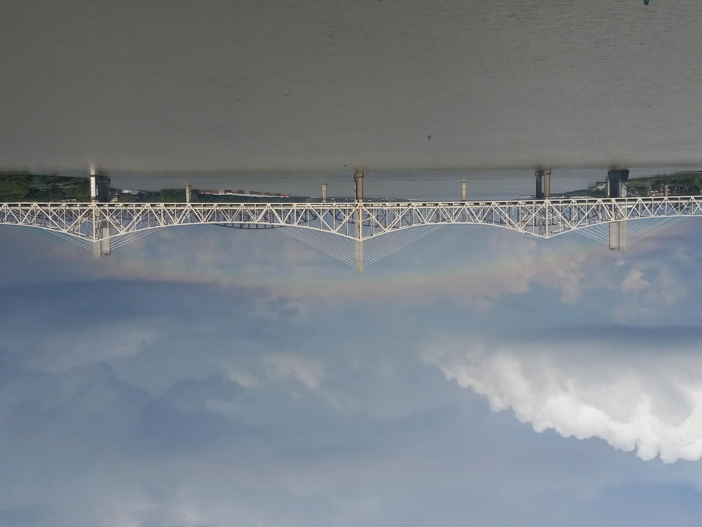 Kennedy Bridge in Louisville, KY, with rainbow