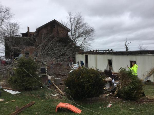 Storm damage in Madison County, Kentucky on January 11, 2020