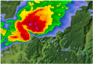 Base reflectivity view of May 1, 2002 hailstorm