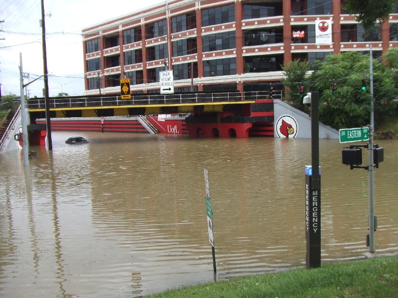 Disastrous flooding in central Louisville