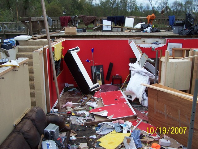 House swept off its basement by an F3 tornado in Clark County, IN October 18, 2007