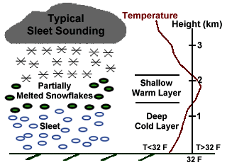 Vertical Temperature Profile Versus Precipitation Type Between a Cloud and the Ground