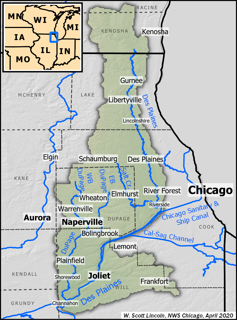 Map of the Des Plaines River Basin