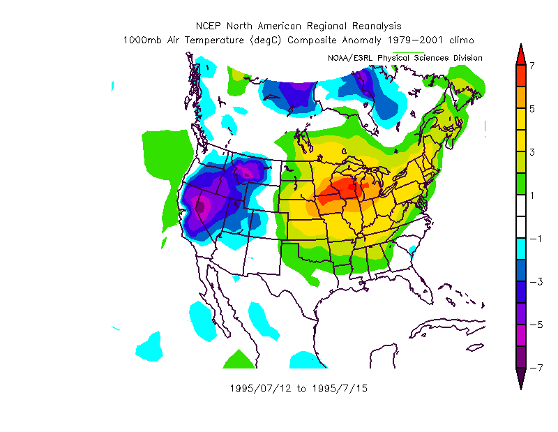 Near-surface air temperature anomaly in degrees Celsius.