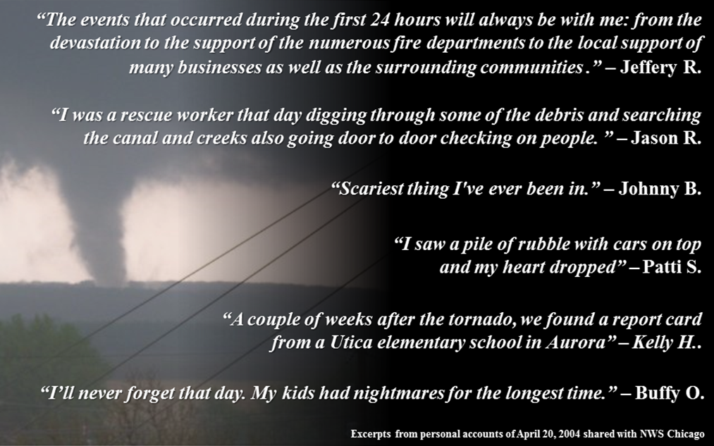 Quotes from personal accounts of the Granville-Utica tornado