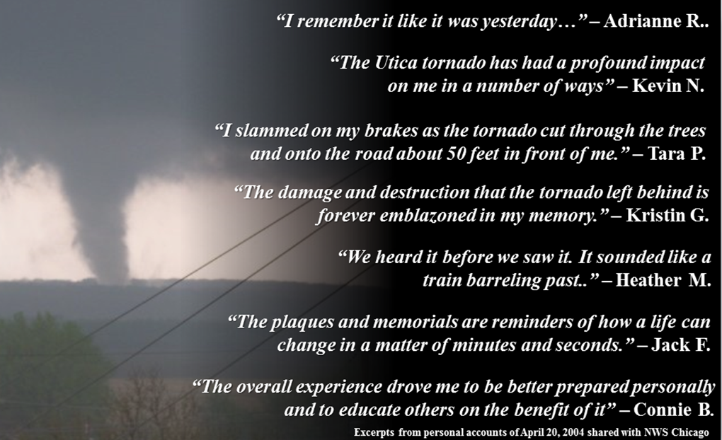 Quotes from personal accounts of the Granville-Utica tornado