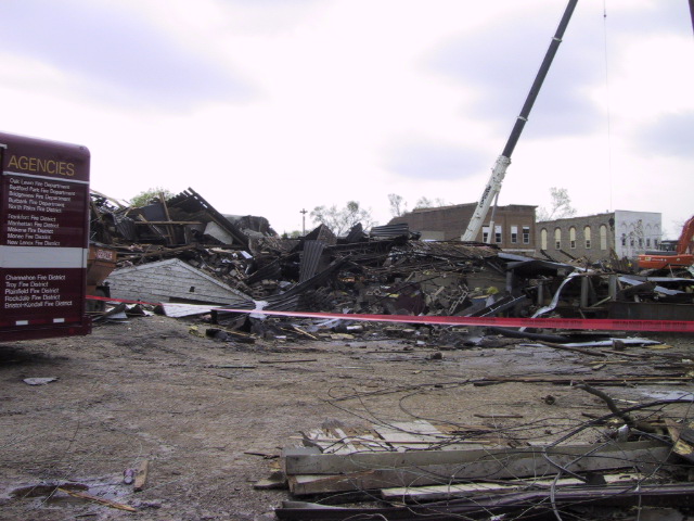 Photo showing damage in the North Utica area