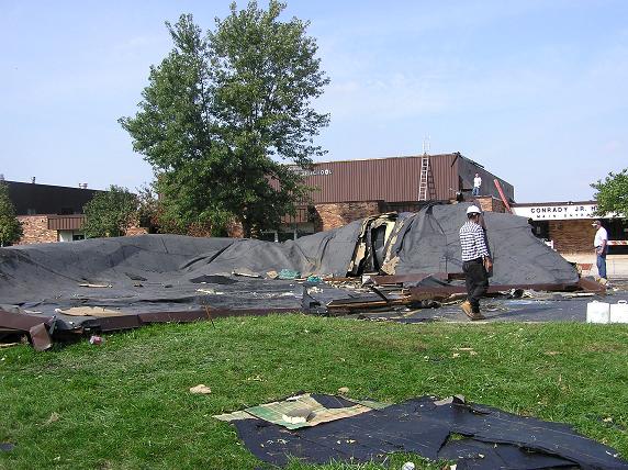 Roof damage at Conrady Jr. High School