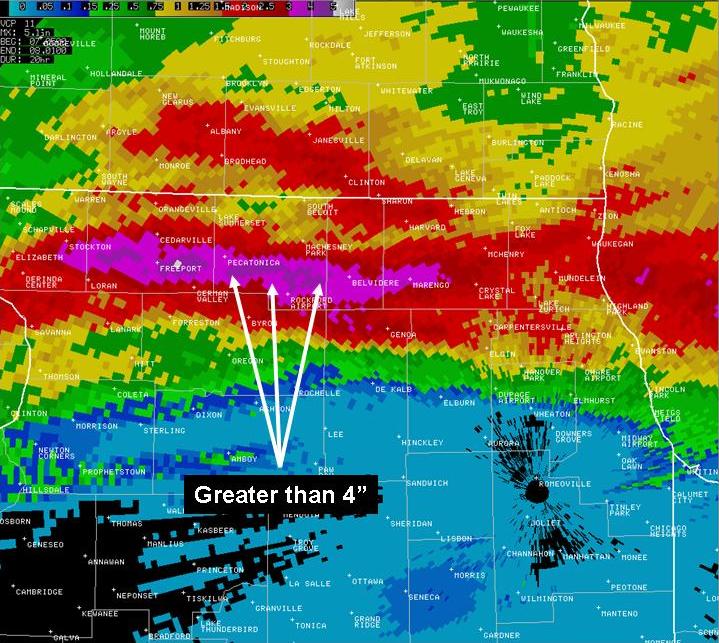 Radar estimated rainfall map