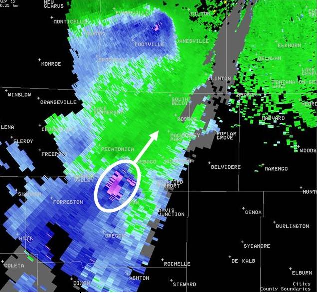 wind velocity radar imagine from Milwaukee